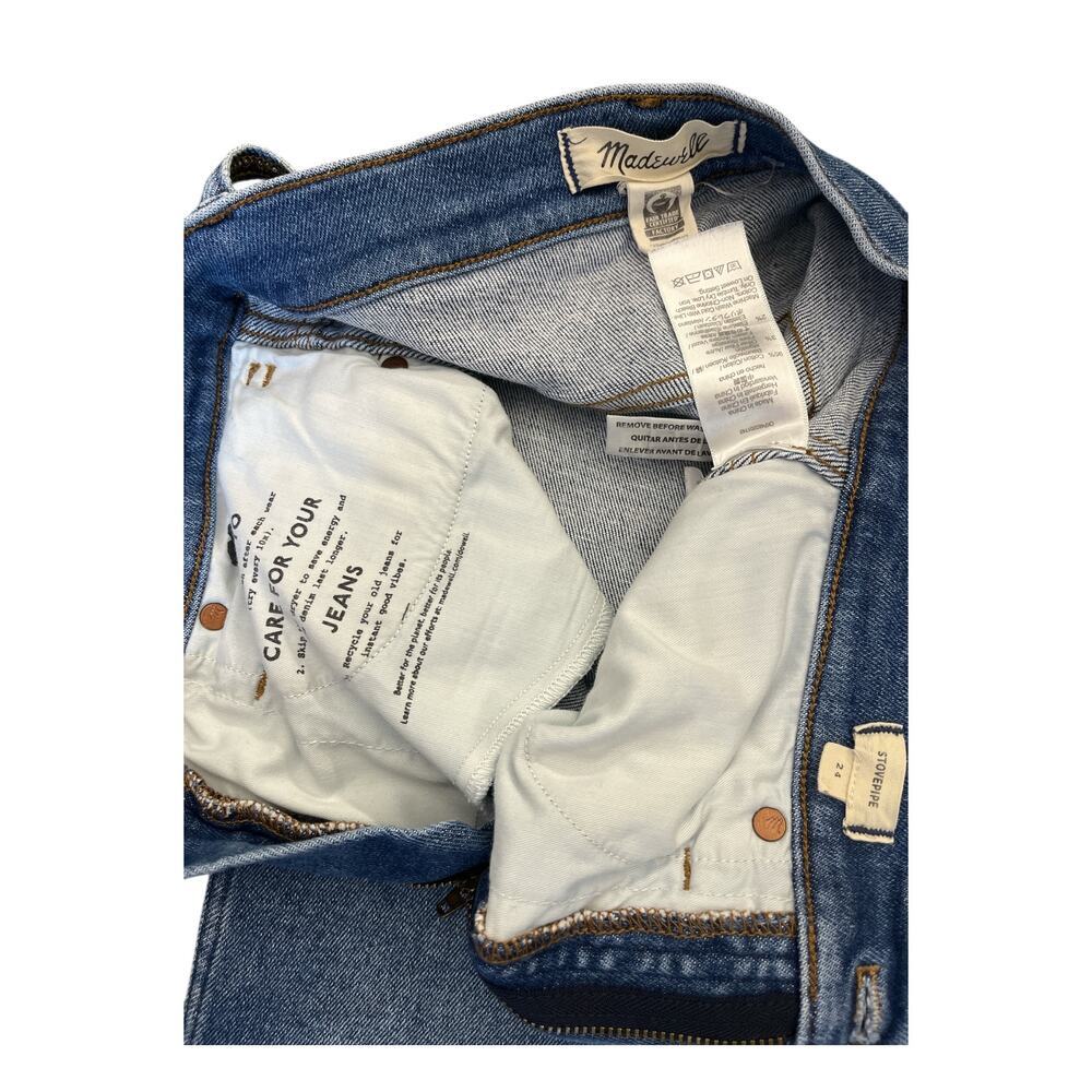 Madewell Jeans Women’s Size 24 Stovepipe High Rise Straight Leg Blue Denim - Picture 4 of 8